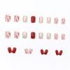Auspicious Red Nail Art Patches: Fragrant Wind Flash Wearable Whitening Short False Nails for New Year Festival