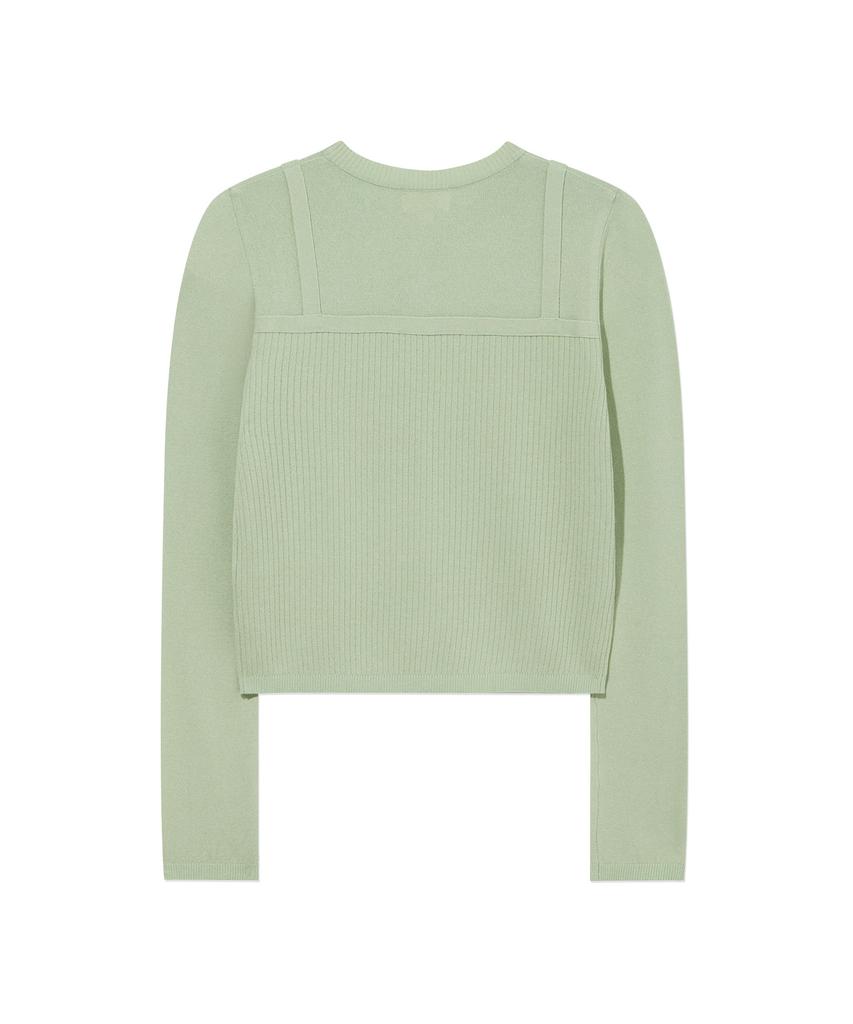 COVERNAT WOMAN Layered Round Neck Knit Light Green