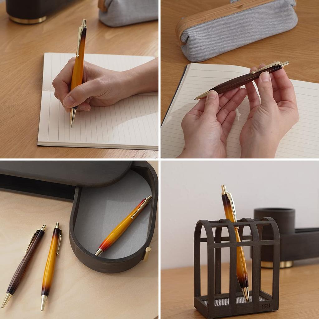 Luminio Wooden Ballpoint Premium Sunburst Rare Handcrafted in 4C Refills with Jetstream Prime and Pen, Oil-Based, 0.7mm, Knock-Style, Easy-to-Write,