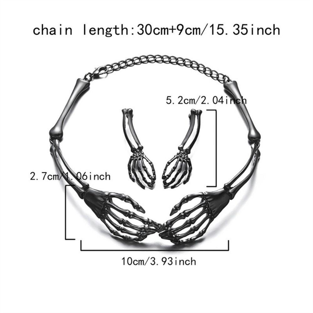 Хип-хоп цепи Ювелирный набор Скелет Хэллоуин Панк Ожерелье Серьги Праздничные аксессуары