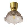 Stylish, Compact, Semicircular Glass Ceiling Light with a Brown, Cracked-look Shade, Brass Socket, E26 Base, LED Compatible, Perfect for Living