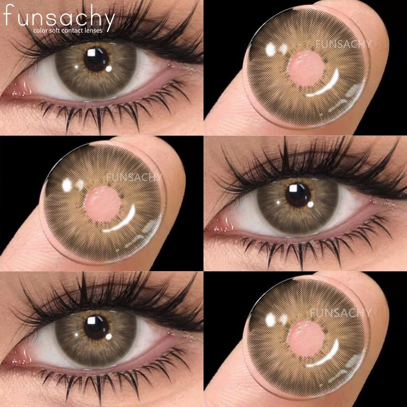 FUNSACHY 1 пара цветных контактных линз для глаз Косметика Высококачественные сине-коричневые контактные линзы Натуральные серые линзы