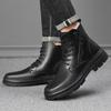 Зимние мужские кожаные ботинки кожаные теплые ботинки Мартина шерстяные трендовые ботинки флисовые одинарные ботинки мужская обувь мягкие красивые