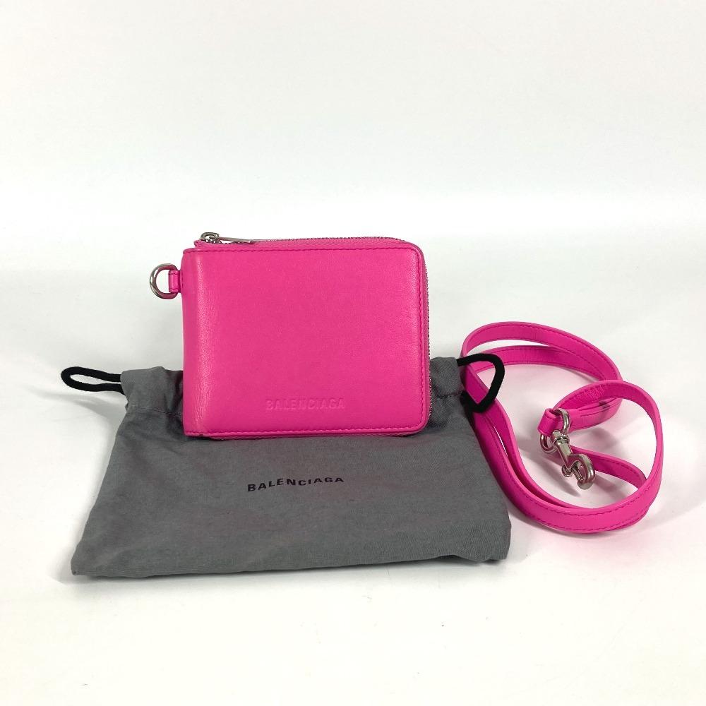 BALENCIAGA 659224 Compact wallet With logo strap Zip Around Folded wallet