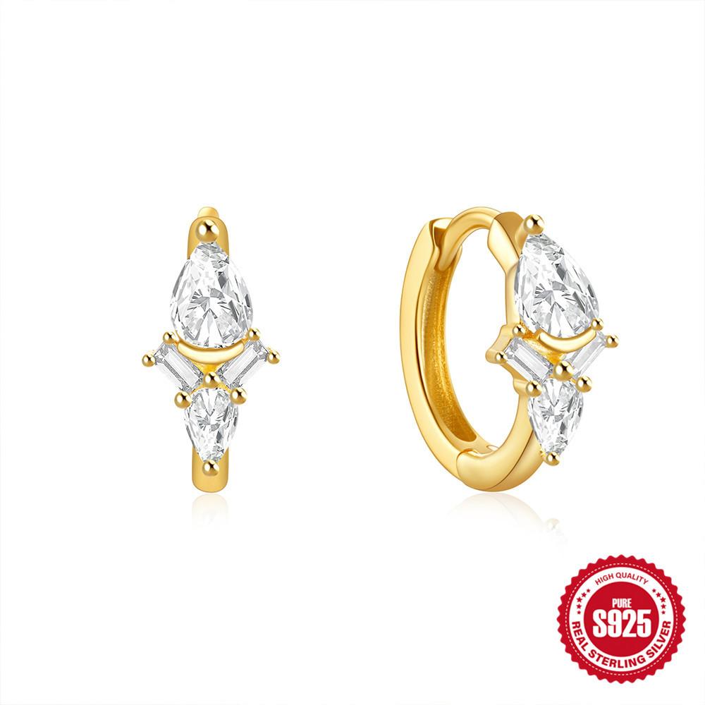 Серьги-пусеты из стерлингового серебра 925 пробы, геометрические, с бриллиантами, трендовые, креативные, в стиле инс