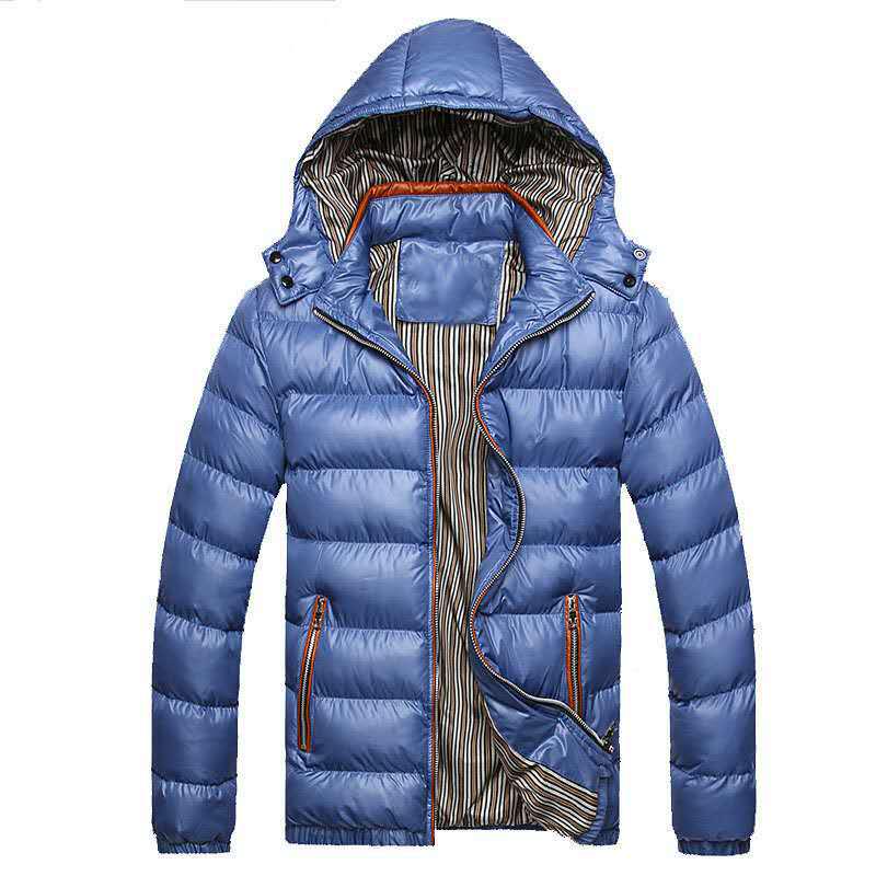 Winter Men's Hooded Parkas Thick Warm Casual Outwear Male Patchwork Fashion Padded Jackets Hat Detachable Slim Parkas Coats Man
