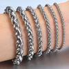 HNSP 3MM-8MM Stainless Steel Hand Chain Twisted Bracelet For Men Zircon Punk Accessories Bracelets Male