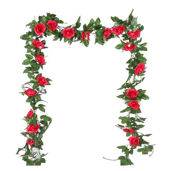 220 см искусственная розовая гирлянда реалистичная комнатная и уличная подвесная искусственная цветочная гирлянда растения виноградная лоза свадебная вечеринка весенняя каминная полка крыльцо лестница украшение