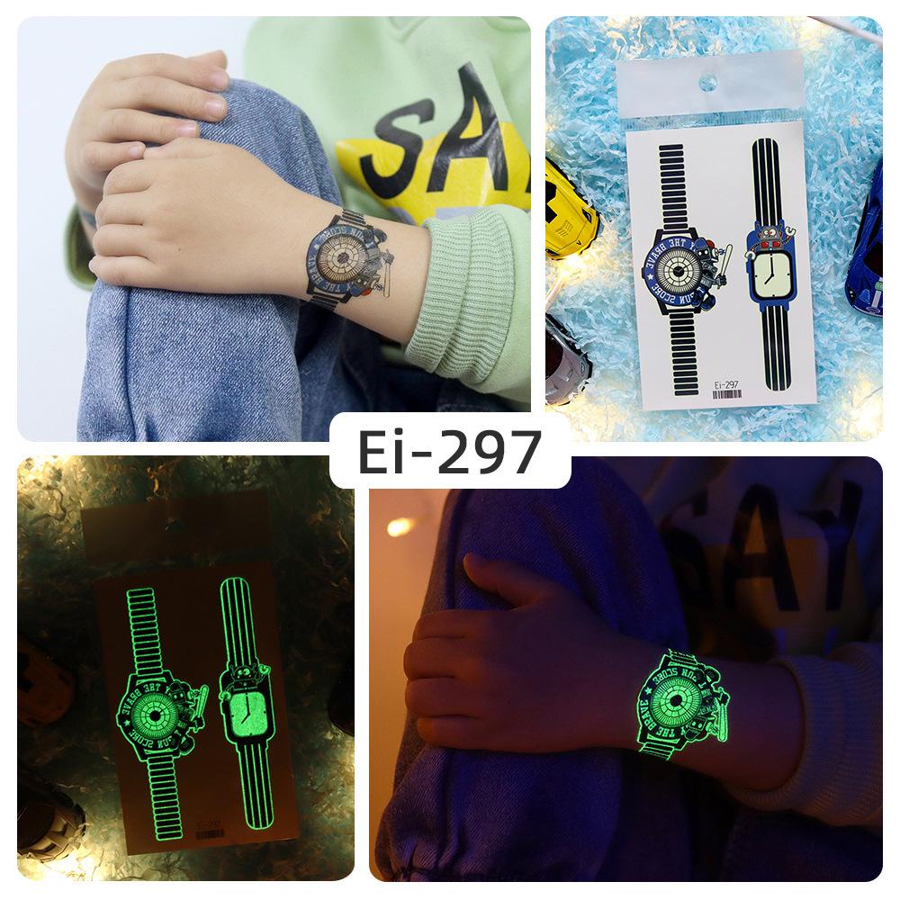 Rikalong Waterproof Luminous Cartoon Tattoo Stickers for Kids - Glow-in-the-Dark Watch Design