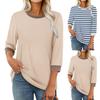 Женские футболки с рукавом 3/4, женские топы, повседневные туники с круглым вырезом и цветными блоками