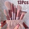 13 PCS Makeup Brushes Set Eye Shadow Foundation Women Cosmetic Brush Eyeshadow Blush Beauty Soft Fluffy Makeup Brushes Make Up Tools Bag