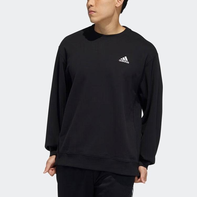Adidas Сплошной цвет с круглым вырезом и принтом логотипа, толстовка с длинными рукавами, топы унисекс, черный H37067