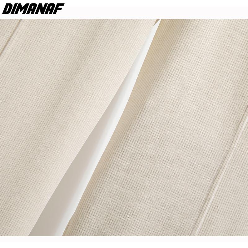 DIMANAF 2023 Женские Зимние Длинные Брюки Большого Размера на Резинке - Толстый Хлопок, Свободный Крой, Полная Длина, Однотонные для Повседневной Носки