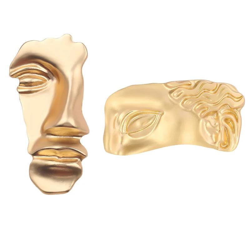 Модный дизайн, преувеличенная половина человеческого лица, броши для женщин и мужчин, золотистого цвета, металлические булавки, повседневные украшения для вечеринок