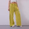 Женские брюки с завязками на резинке и широкими штанинами, контрастные цветные полосатые принты, низкая талия, повседневные пляжные брюки для отпуска