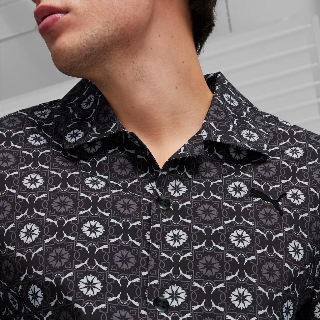 Puma Classics New Prep All-Over Print Fashion Versatile Soft Skin-Friendly Short Sleeve Shirt Unisex Shirts Black 627873-01