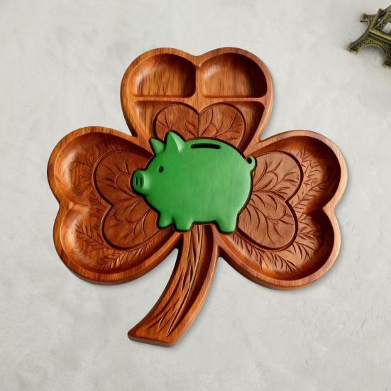 Деревянная доска для закусок «Шотландская корова» с отделениями, кролик в стиле рустик, форма клевера, многоцелевой поднос для сыра и закусок, блюдо для закусок