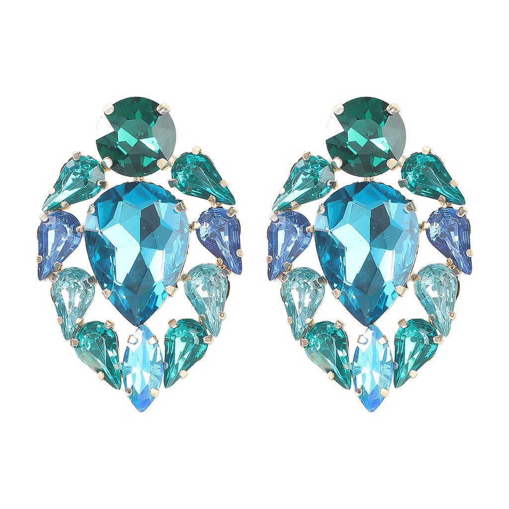 New Big Rhinestone Love Heart-shaped Pendant Women's Earrings Dinner Party Wedding Fashion Jewelry Accessories