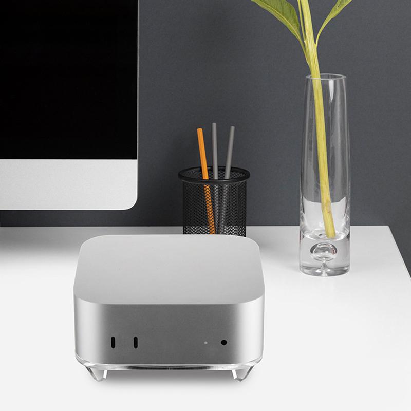 Anti-Slip Mini Desktop Computer Holder For Mac Mini M4 2024 Transparent Cooling Pc Stand Bracket Base