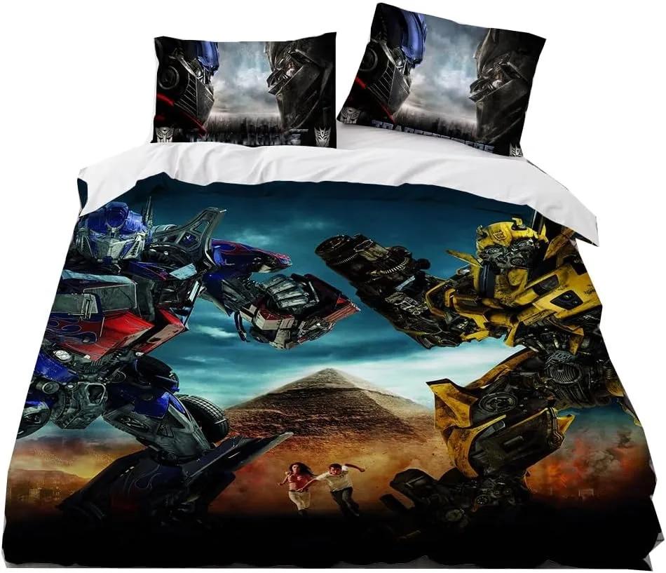Popular Duvet CoverTransformers Theme , Microfibre Bedding Sets, with Zip Room Decor for Teenagers Adult Duvet Cover 3-Piece