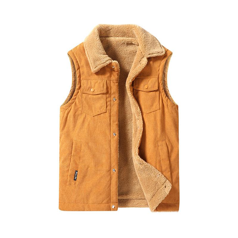 Plus Size Autumn and Winter Lambhair Vest, Thick Vest, Corduroy Vest, Men's Jacket, Lapel, Workwear Vest