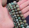 Натуральный камень африканская бирюза круглые свободные бусины для изготовления ювелирных изделий браслет своими руками