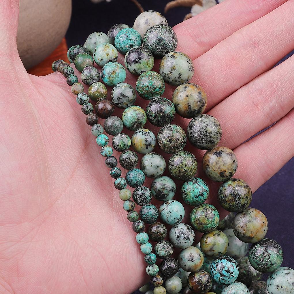 Натуральный камень африканская бирюза круглые свободные бусины для изготовления ювелирных изделий браслет своими руками
