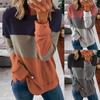 Women's Fashion Casual Long Sleeve Print Color Matching Blouse Slim Top Patchwork O Neck Women Blouses Tops