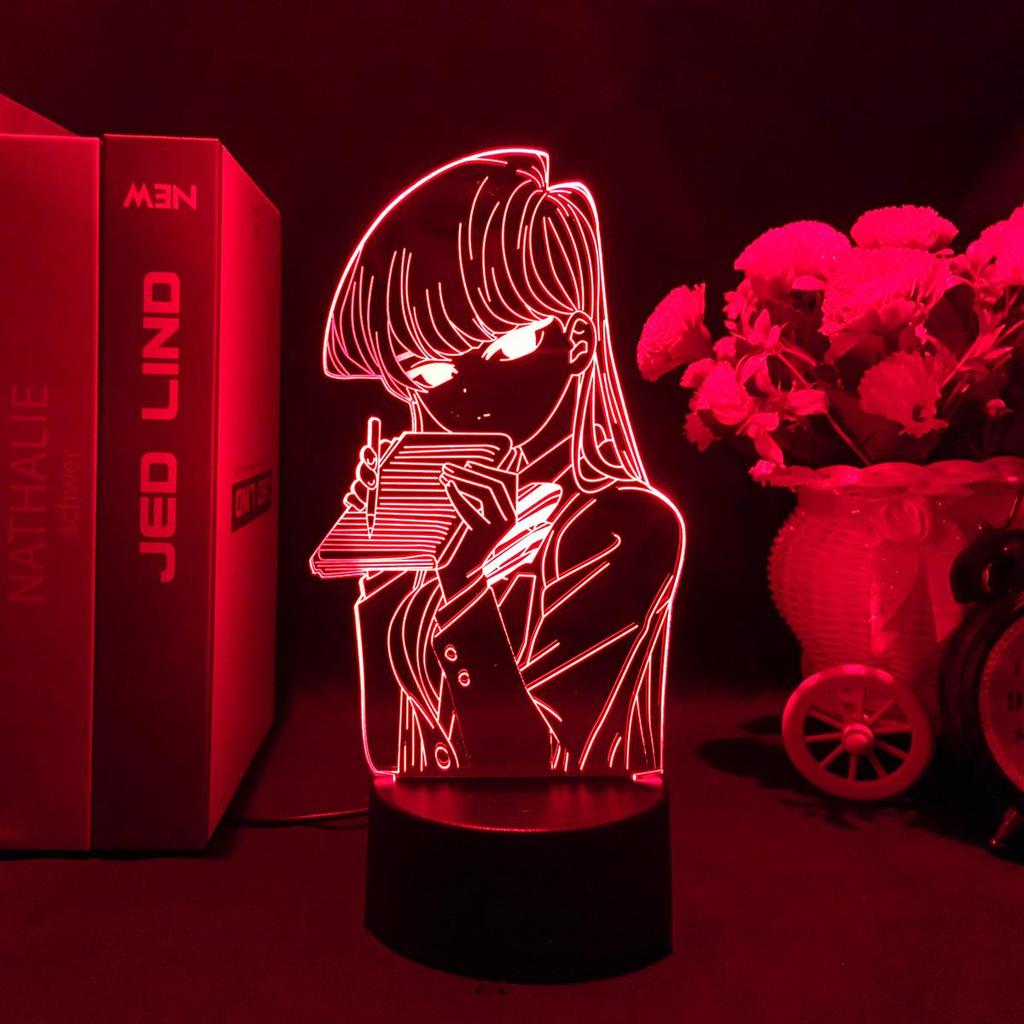 Светодиодный светильник в стиле аниме «Коми не может общаться» для детей, украшение для спальни, ночник, детский подарок на день рождения, декор комнаты, 3d лампа, манга