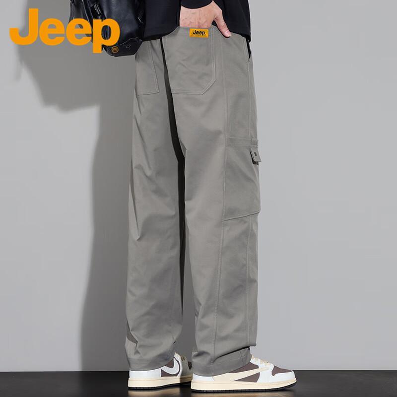 Jeep Men's Loose Fit Cargo Straight-Leg Pants
