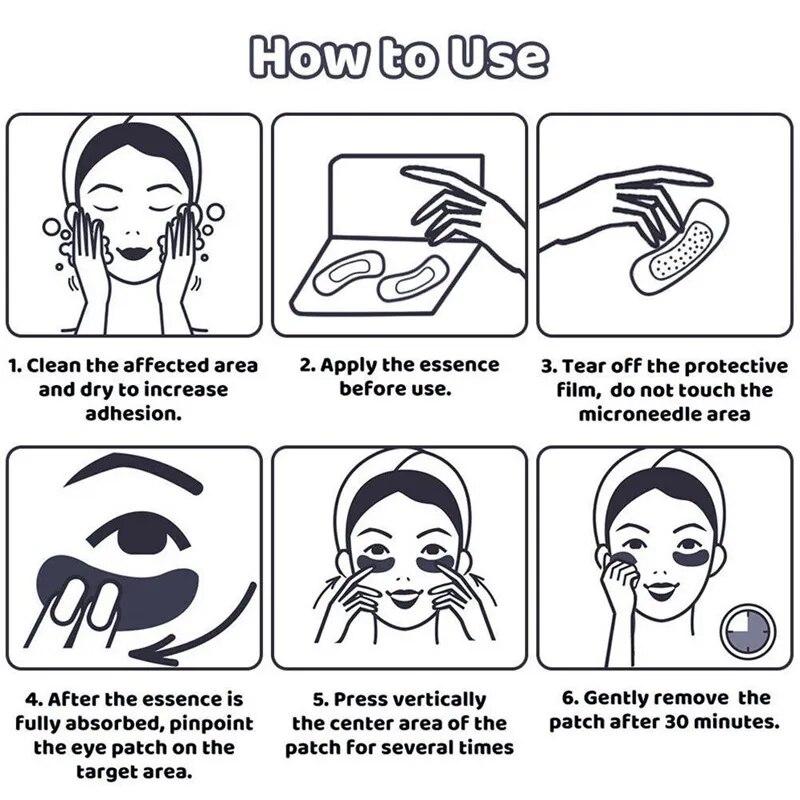 Патчи для глаз с микроиглами и гиалуроновой кислотой, маска против морщин, старения, темных кругов, увлажняющие гелевые подушечки под глазами, уход за кожей