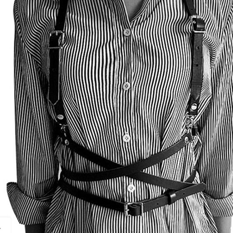 Faux Leather Body Bondage Harness Waist Suspenders Belt Straps Cage Belts Black