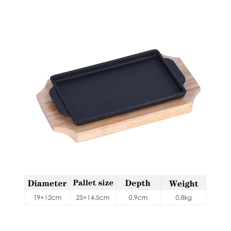 Домашняя жареная тарелка для стейка Коммерческая сковорода для барбекю Индукционная плита Газовая чугунная сковорода Сковорода для стейков Железная тарелка Горящие плиты