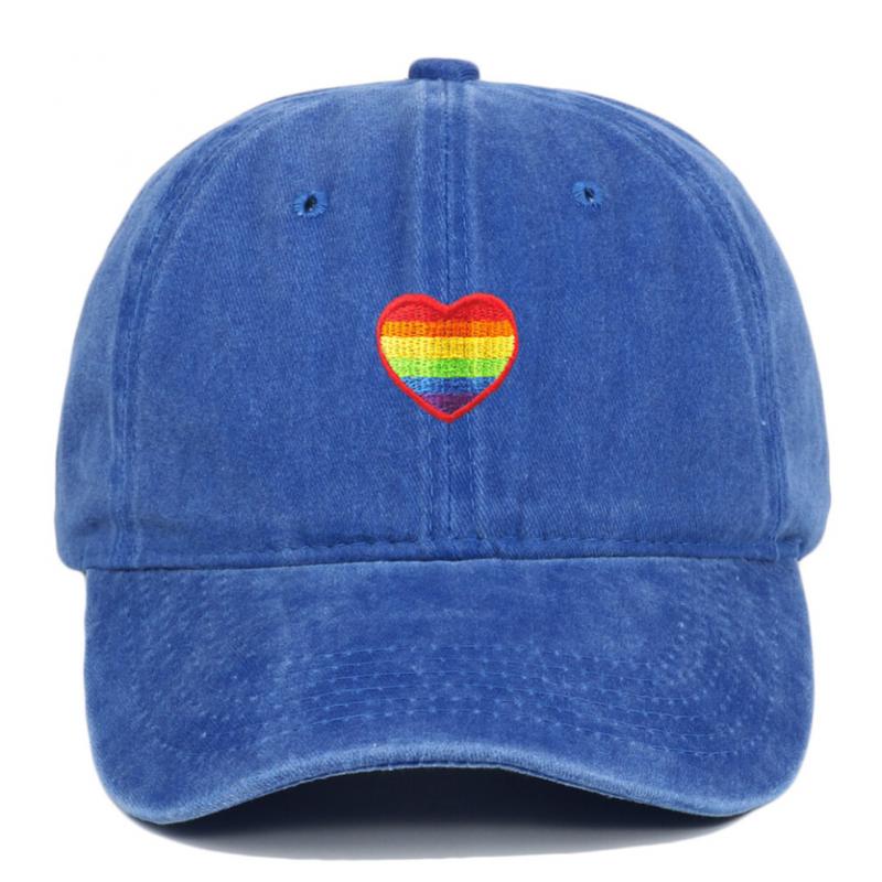 (RoyalBlue)Baseballmütze Regenbogen Herz bestickt Baumwolle mit Sonnenschutz für Männer Frauen