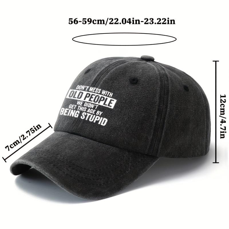 Outdoor Sun Protection Washable Baseball Cap with Printed Letters DON'T MESS WITH OLD PEOPLE Curved Brim Hat