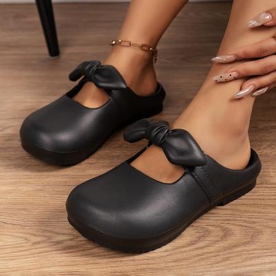 Женские туфли с бабочкой, тапочки, женские летние мюли, сексуальные низкие мокасины с закрытым носком, 2024, плоские квадратные резиновые туфли с бабочкой