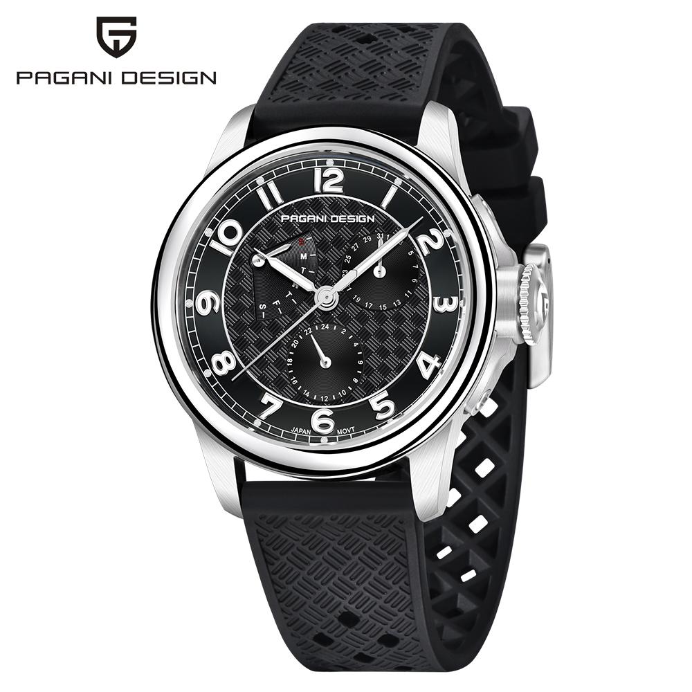 Pagani Design Man Watch 40mm Japan TMI VH88 Movt Sapphire Crystal Calendar 24 Hours 100M Waterproof Quartz Wristwatch reloj homb