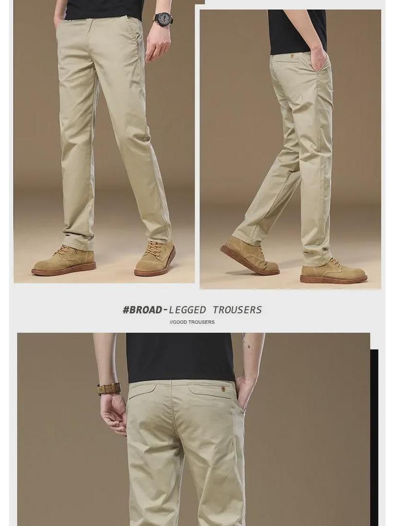 Men's Hong Kong 2025 Spring/Summer Pure Cotton Loose Straight Business Trousers