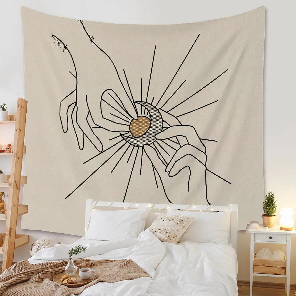 Бохо Фон Иллюстрация Фреска Декор Геометрический Гобелен Настенный Спальня Эстетическое Одеяло