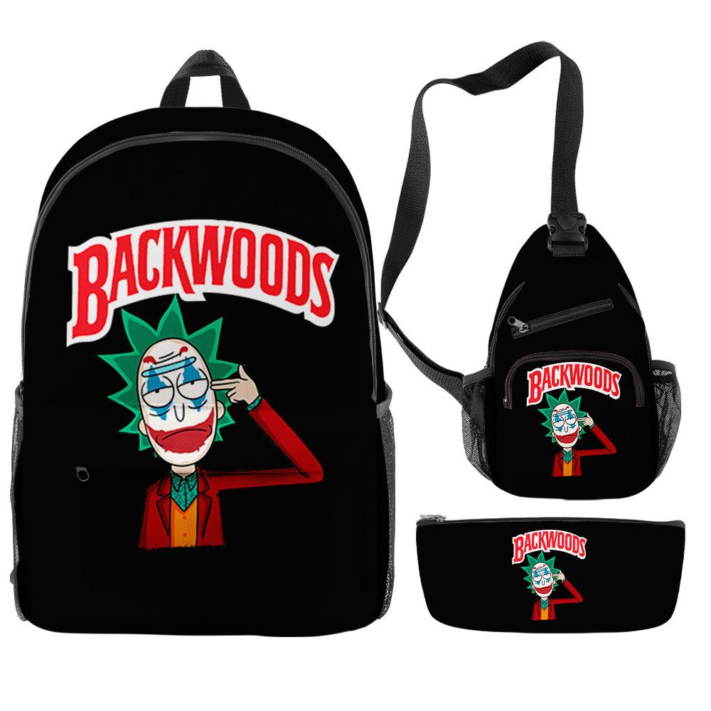 3D цифровая печать Backwoods Сигарный рюкзак Сумка через плечо Пенал Набор из трех предметов