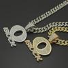 OBLOCK Letter Pendant Necklace: Trendy European & American Hip-Hop Style with Alloy and Diamond Accents