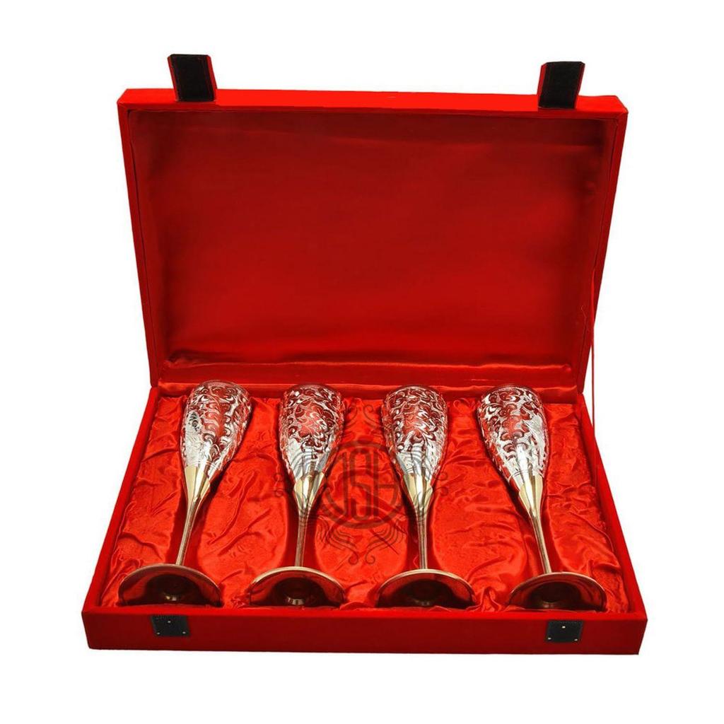 Посеребренный набор бокалов для вина из 4 штук, бокал для шампанского, дизайн флейты | Бокал-кубок, лучший для вечеринок, 200 мл