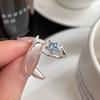 Stylish Blue Star Shaped Open Ring For Women Elegant Copper Adjustable Fashion Jewelry