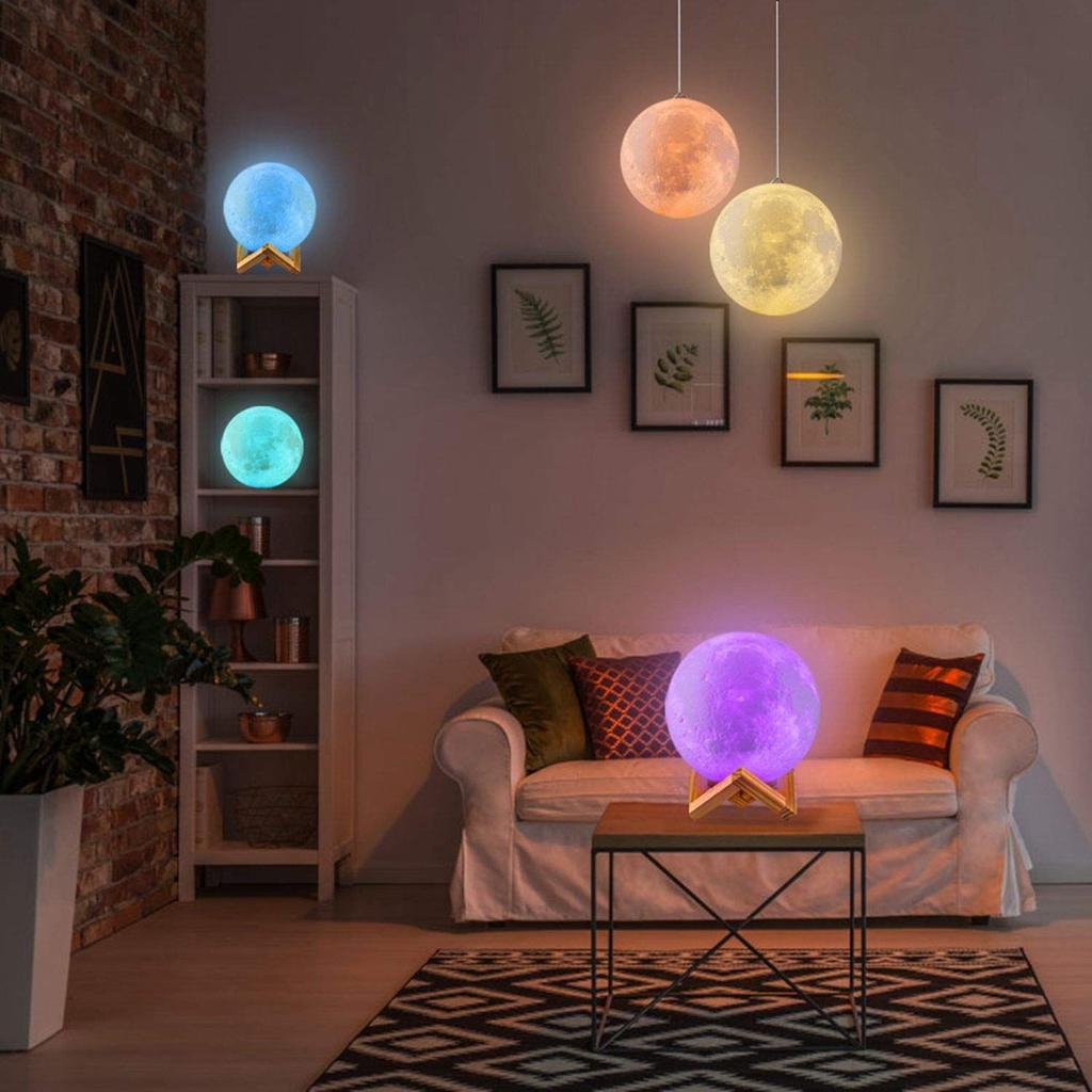 3D Moon Light Lamp 7 Multi Colors Changing Touch Sensor for Adult and Kids with Wooden Stand Moon Night Lamp for Decor