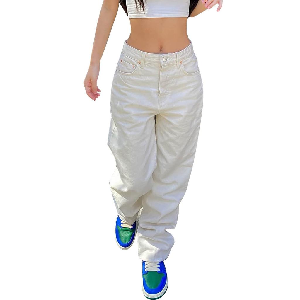 Women's High Waist Slim Straight Loose Casual Pants Wide Leg Pants