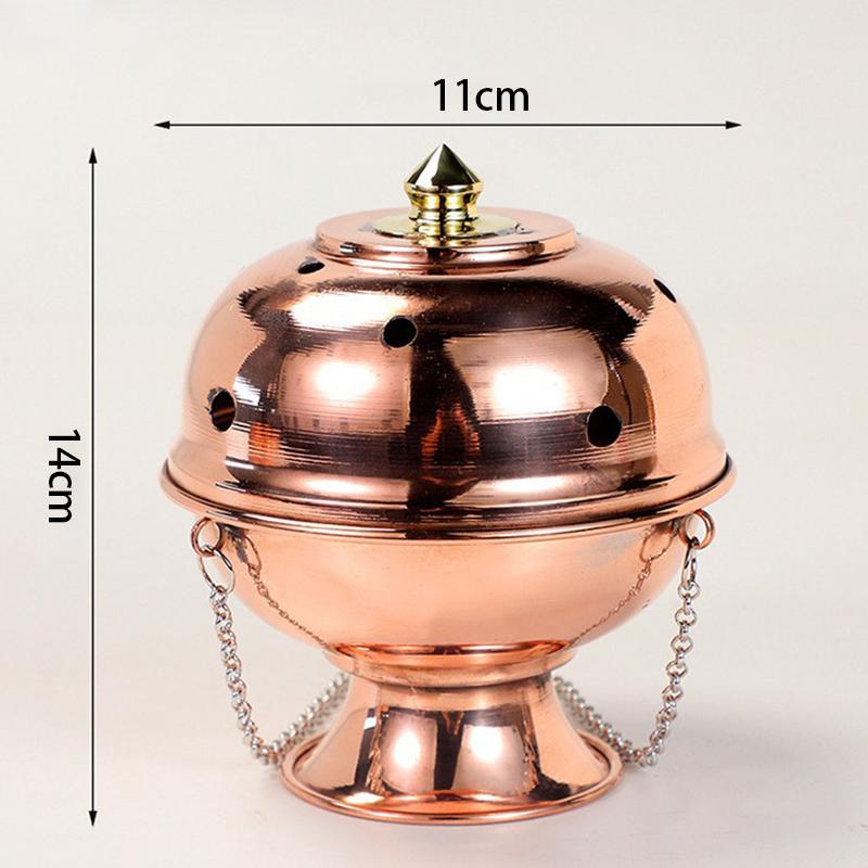 Hanging Incense Burner Red Copper Engraved Stupa Aromatherapy Stove Meditation Smoke Furnace Altars Decorative Multifunctional