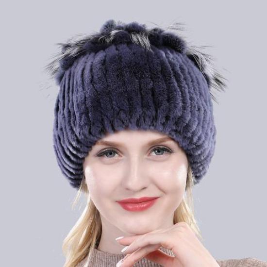 Горячая Распродажа Россия Зима Качество Натуральная Меховая Шапка Натуральная Теплая Шапка из Меха Кролика Рекс Леди Теплая Вязаная Подлинная Шапка из Меха Кролика Рекс