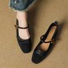 Fashion 2025  Thick Heel Mary Jane Single Shoes Women's New Spring French Mid Heel Evening  Square Head Small Leather Shoes