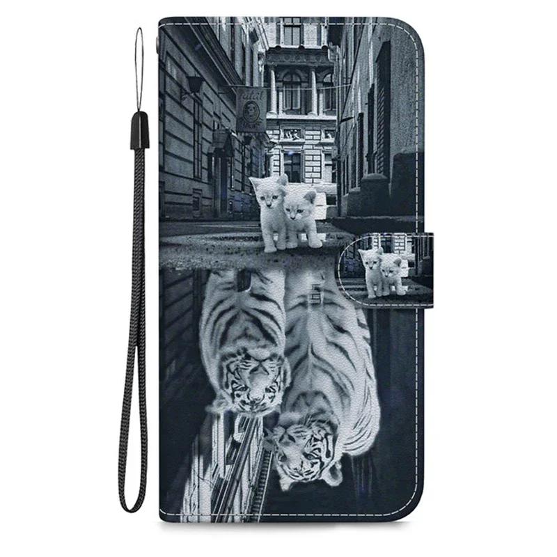 Case on For Samsung Galaxy A15 A05s A05 A25 A24 A14 4G A34 A54 5G A155 A156 A256 Leather Flip Stand Phone Cover Cute Flower Capa