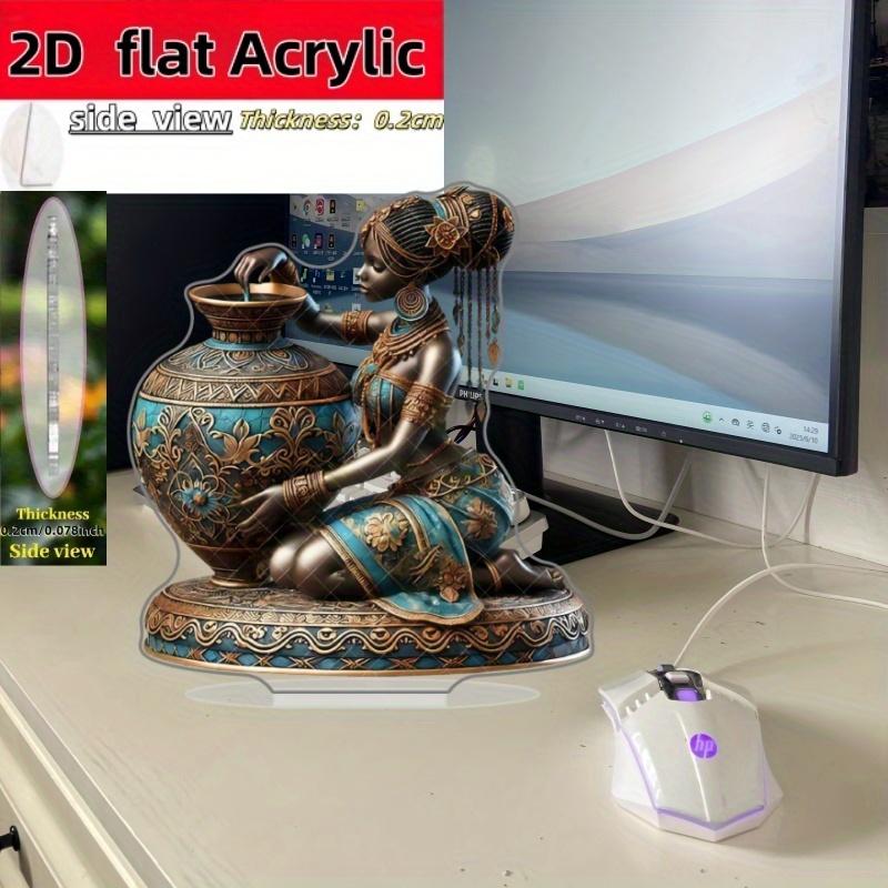 2D плоская акриловая настольная декорация в африканском стиле, сине-золотой цветочный дизайн, подходит для настенного декора, крыльца, комнаты, виллы, акцентов в доме, холла
